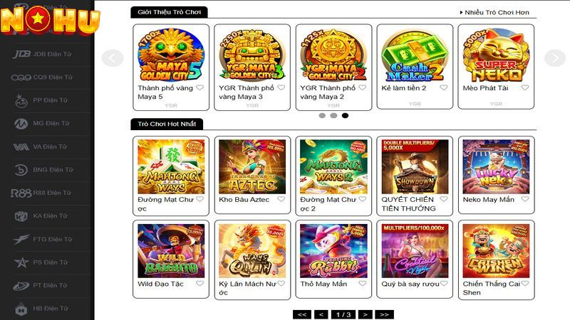 Có nhiều sản phẩm quay slot đa dạng tại Nohu